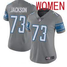 Women Detroit Lions #73 Jonah Jackson Nike Grey Game NFL Jersey->women nfl jersey->Women Jersey